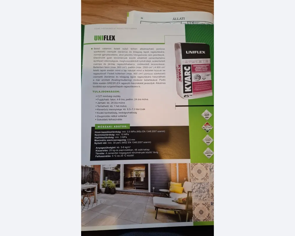 KVARC Uniflex 25 kg csempe- és járólapragasztó prospektus